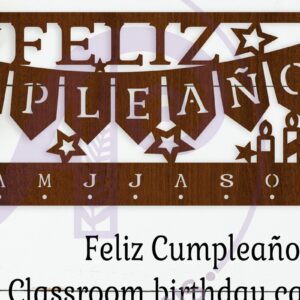 Intra απο ξύλο plywood  Χρώμα wenge 3mm-4mm πάχος - Feliz Cumpleanos Ισπανική πινακίδα τάξης Δίασταση 40x50 cm INTRAFABR-116959989