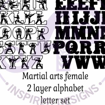 Intra απο ξύλο plywood  Χρώμα wenge 3mm-4mm πάχος - Γυναικείο σετ αλφαβήτου θέματος πολεμικών τεχνών. Δίασταση 30x20 cm INTRAFABR-116958339 - Image 5