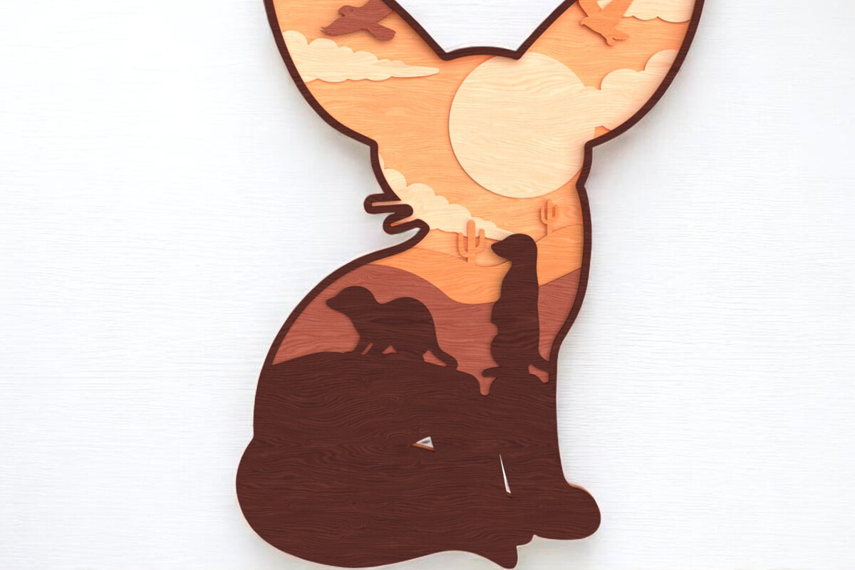 Intra απο ξύλο plywood  Χρώμα wenge 3mm-4mm πάχος - Fennec Fox Layered Desert Δίασταση 30x20 cm INTRAFABR-20847760