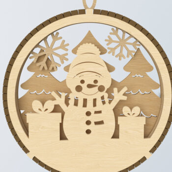 Intra απο ξύλο plywood Χρώμα wenge 3mm-4mm πάχος - Εορταστικό στολίδι χιονάνθρωπος και δώρο Δίασταση 6x6 cm INTRAFABR-70666043 - Image 1