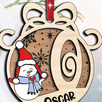 Intra απο ξύλο plywood  Χρώμα wenge 3mm-4mm πάχος - Γιορτινό γράμμα χιονάνθρωπος O Christmas Δίασταση 6x6 cm INTRAFABR-69537878 - Image 2