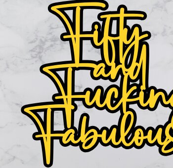 Intra απο ξύλο plywood  Χρώμα wenge 3mm-4mm πάχος - Fifty and Fabulous Cake Topper Δίασταση 4x4 cm INTRAFABR-65340710 - Image 1