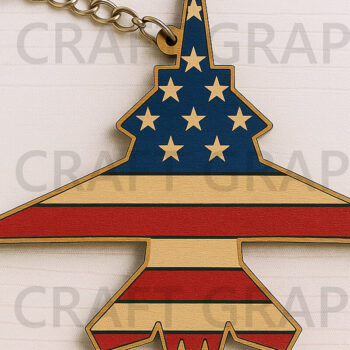 Intra απο ξύλο plywood  Χρώμα wenge 3mm-4mm πάχος - Fighter Jet American Flag Δίασταση 4x4 cm INTRAFABR-65275378 - Image 1