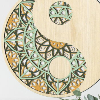 Intra απο ξύλο plywood Χρώμα wenge 3mm-4mm πάχος - Αρχεία Cricut & MANDALA YIN YANG Δίασταση 12x12 cm INTRAFABR-65275401 - Image 5