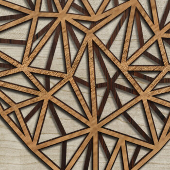 Intra απο ξύλο plywood  Χρώμα wenge 3mm-4mm πάχος - Αρχεία - Polygonal Heart Δίασταση 92x23 cm INTRAFABR-65337156 - Image 2