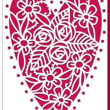 Intra απο ξύλο plywood  Χρώμα wenge 3mm-4mm πάχος - Filigree Floral Heart Card Cut File Δίασταση 7x5 cm INTRAFABR-65340679 - Image 1