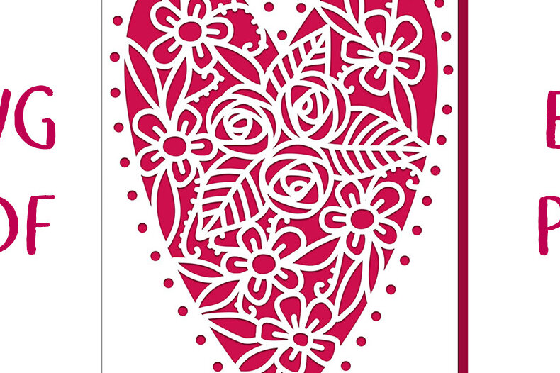 Intra απο ξύλο plywood  Χρώμα wenge 3mm-4mm πάχος - Filigree Floral Heart Card Cut File Δίασταση 7x5 cm INTRAFABR-65340679