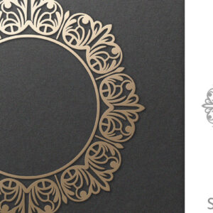 Intra απο ξύλο plywood  Χρώμα wenge 3mm-4mm πάχος - Φιλιγκράν περίτεχνο Στρογγυλό Vintage Πλαίσιο Δίασταση 30x20 cm INTRAFABR-83945486