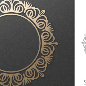 Intra απο ξύλο plywood  Χρώμα wenge 3mm-4mm πάχος - Φιλιγκράν περίτεχνο Στρογγυλό Vintage Πλαίσιο Δίασταση 30x20 cm INTRAFABR-32355727