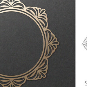 Intra απο ξύλο plywood  Χρώμα wenge 3mm-4mm πάχος - Φιλιγκράν περίτεχνο Στρογγυλό Vintage Πλαίσιο Δίασταση 30x20 cm INTRAFABR-106020699