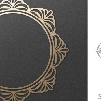 Intra απο ξύλο plywood Χρώμα wenge 3mm-4mm πάχος - Φιλιγκράν περίτεχνο Στρογγυλό Vintage Πλαίσιο Δίασταση 30x20 cm INTRAFABR-106020699 - Image 1