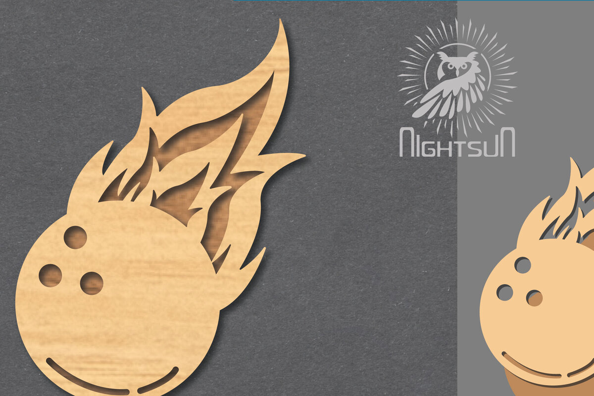 Intra απο ξύλο plywood  Χρώμα wenge 3mm-4mm πάχος - Διακόσμηση κοπής με λέιζερ μπάλα μπόουλινγκ με φωτιά Δίασταση 20x20 cm INTRAFABR-104366094