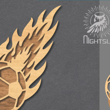 Intra απο ξύλο plywood  Χρώμα wenge 3mm-4mm πάχος - Διακόσμηση κοπής με λέιζερ Fire Football Δίασταση 20x20 cm INTRAFABR-102943920 - Image 1