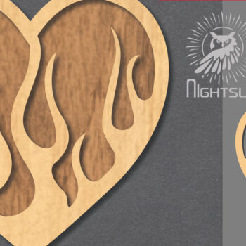 Intra απο ξύλο plywood  Χρώμα wenge 3mm-4mm πάχος - Διακόσμηση κοπής με λέιζερ Fire Heart 2 Δίασταση 20x20 cm INTRAFABR-76480442 - Image 1