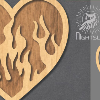 Intra απο ξύλο plywood Χρώμα wenge 3mm-4mm πάχος - Διακόσμηση κοπής με λέιζερ Fire Heart 3 Δίασταση 20x20 cm INTRAFABR-52679982 - Image 1