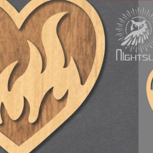 Intra απο ξύλο plywood  Χρώμα wenge 3mm-4mm πάχος - Διακόσμηση κοπής με λέιζερ Fire Heart 4 Δίασταση 20x20 cm INTRAFABR-117714321