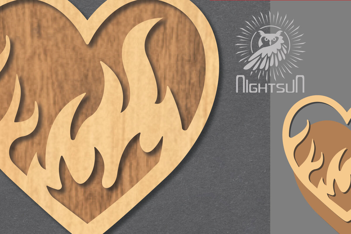 Intra απο ξύλο plywood  Χρώμα wenge 3mm-4mm πάχος - Διακόσμηση κοπής με λέιζερ Fire Heart 4 Δίασταση 20x20 cm INTRAFABR-117714321