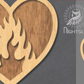 Intra απο ξύλο plywood Χρώμα wenge 3mm-4mm πάχος - Διακόσμηση κοπής με λέιζερ Fire Heart 6 Δίασταση 20x20 cm INTRAFABR-103161130 - Image 1