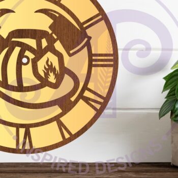 Intra απο ξύλο plywood  Χρώμα wenge 3mm-4mm πάχος - με λέιζερ ρολογιού τοίχου Fire Helmet, Δίασταση 30x20 cm INTRAFABR-74728972 - Image 3