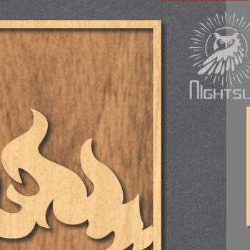 Intra απο ξύλο plywood  Χρώμα wenge 3mm-4mm πάχος - Διακόσμηση κοπής με λέιζερ με σήμα Fire 3 Δίασταση 20x20 cm INTRAFABR-64978018 - Image 1