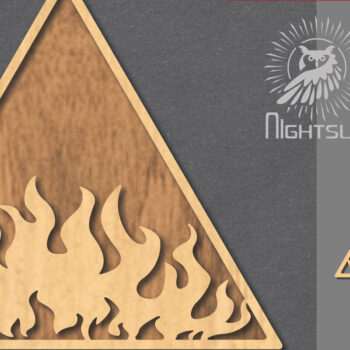 Intra απο ξύλο plywood  Χρώμα wenge 3mm-4mm πάχος - Διακόσμηση κοπής με λέιζερ Fire Sign 5 Δίασταση 30x20 cm INTRAFABR-64978098 - Image 1