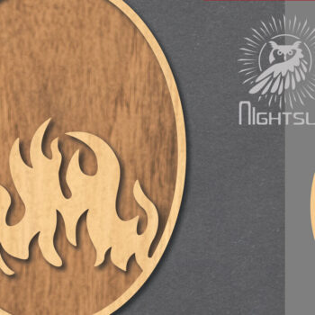 Intra απο ξύλο plywood  Χρώμα wenge 3mm-4mm πάχος - Διακόσμηση κοπής με λέιζερ Fire Sign 6 Δίασταση 30x20 cm INTRAFABR-64978143 - Image 1