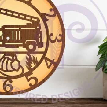 Intra απο ξύλο plywood Χρώμα wenge 3mm-4mm πάχος - με λέιζερ ρολόι τοίχου Fire Truck Δίασταση 30x20 cm INTRAFABR-64978334 - Image 1