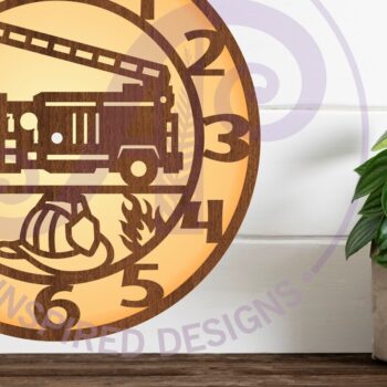 Intra απο ξύλο plywood Χρώμα wenge 3mm-4mm πάχος - με λέιζερ ρολόι τοίχου Fire Truck Δίασταση 30x20 cm INTRAFABR-64978334 - Image 2