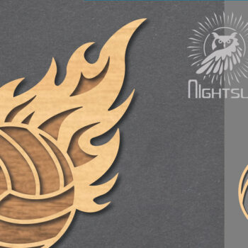 Intra απο ξύλο plywood  Χρώμα wenge 3mm-4mm πάχος - Διακόσμηση κοπής με λέιζερ Fire Volleyball Δίασταση 20x20 cm INTRAFABR-64978387 - Image 1