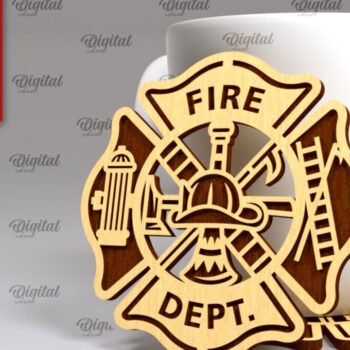 Intra απο ξύλο plywood Χρώμα wenge 3mm-4mm πάχος - με λέιζερ σουβέρ πυροσβέστης Δίασταση 30x20 cm INTRAFABR-96802976 - Image 1