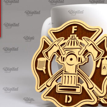 Intra απο ξύλο plywood Χρώμα wenge 3mm-4mm πάχος - με λέιζερ σουβέρ πυροσβέστης Δίασταση 30x20 cm INTRAFABR-96803521 - Image 1