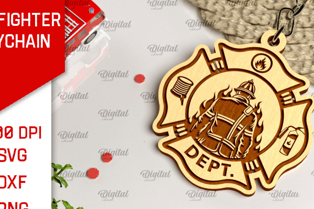 Intra απο ξύλο plywood  Χρώμα wenge 3mm-4mm πάχος - με λέιζερ Μπρελόκ Πυροσβέστης Δίασταση 4x4 cm INTRAFABR-115872434