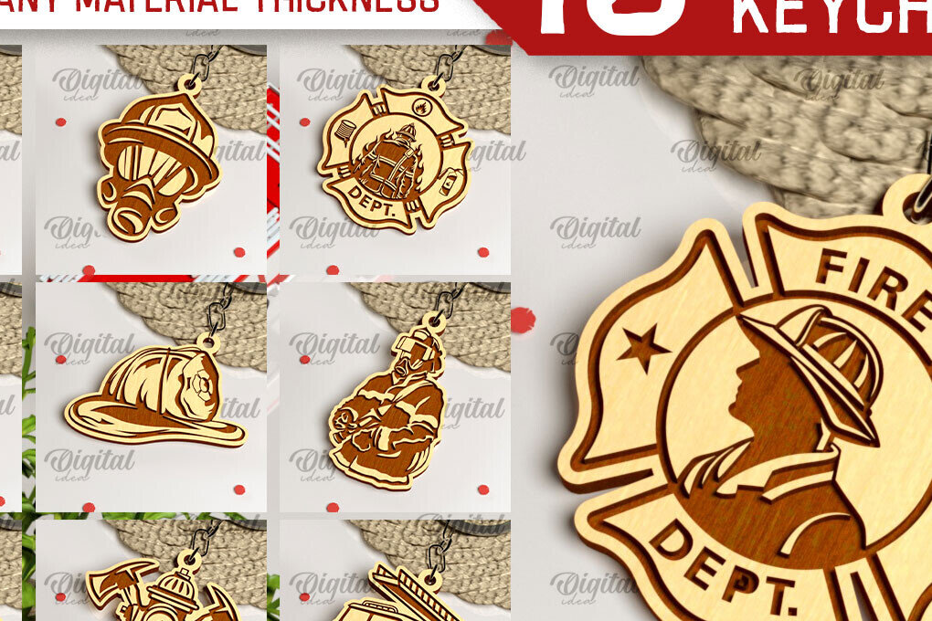 Intra απο ξύλο plywood  Χρώμα wenge 3mm-4mm πάχος - Πακέτο LaserCut Μπρελόκ Πυροσβεστικής Δίασταση 4x4 cm INTRAFABR-33158148