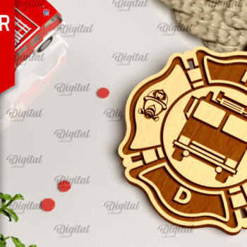 Intra απο ξύλο plywood  Χρώμα wenge 3mm-4mm πάχος - Πακέτο LaserCut Μπρελόκ Πυροσβεστικής Δίασταση 4x4 cm INTRAFABR-33158148 - Image 4