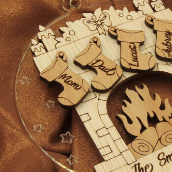 Intra απο ξύλο plywood  Χρώμα wenge 3mm-4mm πάχος - Χριστουγεννιάτικο στολίδι κάλτσες τζακιού Δίασταση 19x4 cm INTRAFABR-123575810 - Image 5