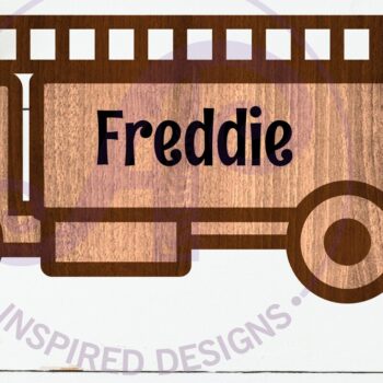 Intra απο ξύλο plywood  Χρώμα wenge 3mm-4mm πάχος - Πινακίδα τοίχου ονόματος στρώματος περιγράμματος Firetruck Δίασταση 30x20 cm INTRAFABR-123575813 - Image 1