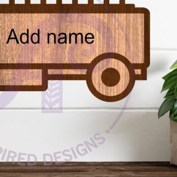 Intra απο ξύλο plywood  Χρώμα wenge 3mm-4mm πάχος - Πινακίδα τοίχου ονόματος στρώματος περιγράμματος Firetruck Δίασταση 30x20 cm INTRAFABR-123575813 - Image 2