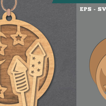 Intra απο ξύλο plywood  Χρώμα wenge 3mm-4mm πάχος - Στολίδι με πυροτεχνημάτων Δίασταση 6x6 cm INTRAFABR-123575644 - Image 1