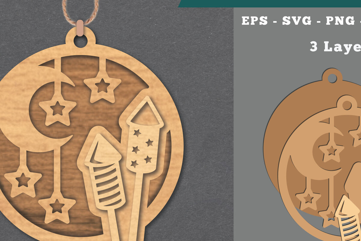 Intra απο ξύλο plywood  Χρώμα wenge 3mm-4mm πάχος - Στολίδι με πυροτεχνημάτων Δίασταση 6x6 cm INTRAFABR-123575644