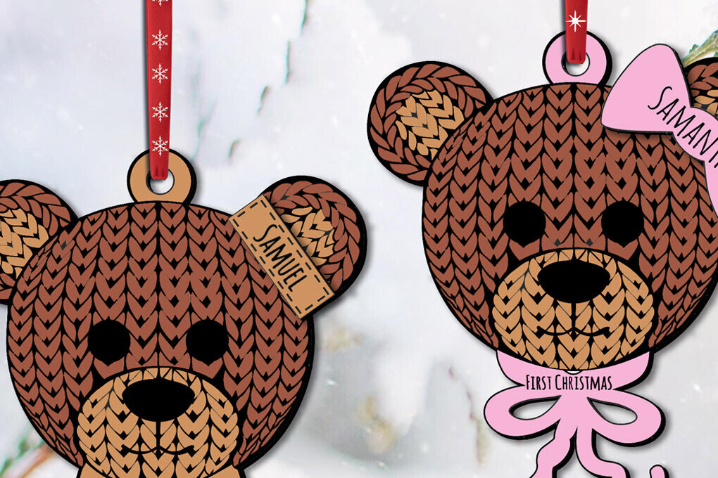 Intra απο ξύλο plywood  Χρώμα wenge 3mm-4mm πάχος - Πρώτο μωρό χριστουγεννιάτικο στολίδι με βελονάκι Δίασταση 6x6 cm INTRAFABR-123575719