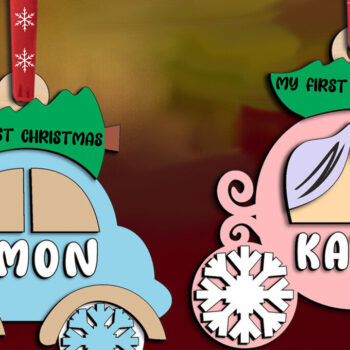 Intra απο ξύλο plywood Χρώμα wenge 3mm-4mm πάχος - Πρώτο Χριστουγεννιάτικο Μωρό Στολίδι Νεογέννητο Δίασταση 6x6 cm INTRAFABR-121509084 - Image 2