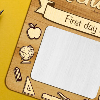 Intra απο ξύλο plywood Χρώμα wenge 3mm-4mm πάχος - Πρότυπο κοπής σχολικής πινακίδας "Πρώτη μέρα". Δίασταση 12x12 cm INTRAFABR-100440596 - Image 4