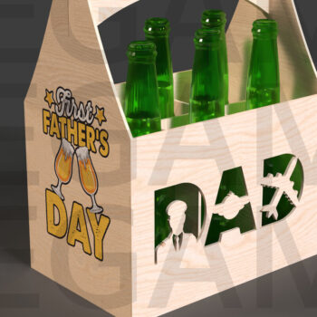 Intra απο ξύλο plywood  Χρώμα wenge 3mm-4mm πάχος - First Father’s Day Beer Caddy Cut με λέιζερ Δίασταση 20x20 cm INTRAFABR-103245504 - Image 1