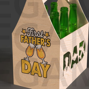 Intra απο ξύλο plywood  Χρώμα wenge 3mm-4mm πάχος - First Father’s Day Beer Caddy Cut με λέιζερ Δίασταση 20x20 cm INTRAFABR-103245504 - Image 2