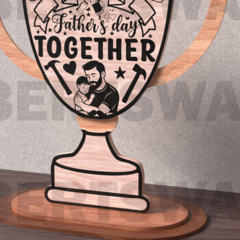 Intra απο ξύλο plywood Χρώμα wenge 3mm-4mm πάχος - Πρώτο τρόπαιο για την Ημέρα του Πατέρα First Father Δίασταση 20x20 cm INTRAFABR-117115312 - Image 2