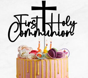 Intra απο ξύλο plywood  Χρώμα wenge 3mm-4mm πάχος - Πρώτη Θεία Κοινωνία Cake Topper Δίασταση 20x20 cm INTRAFABR-122549789