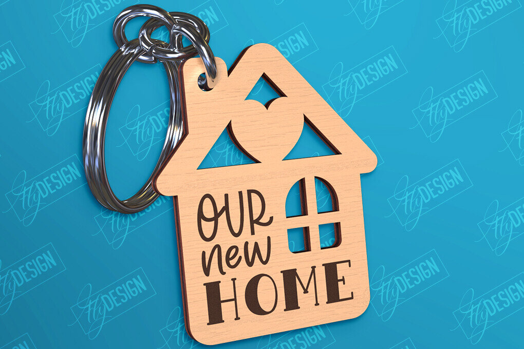 Intra απο ξύλο plywood  Χρώμα wenge 3mm-4mm πάχος - Μπρελόκ πρώτου σπιτιού | Δώρο για τακτοποίηση σπιτιού Δίασταση 4x4 cm INTRAFABR-65956891