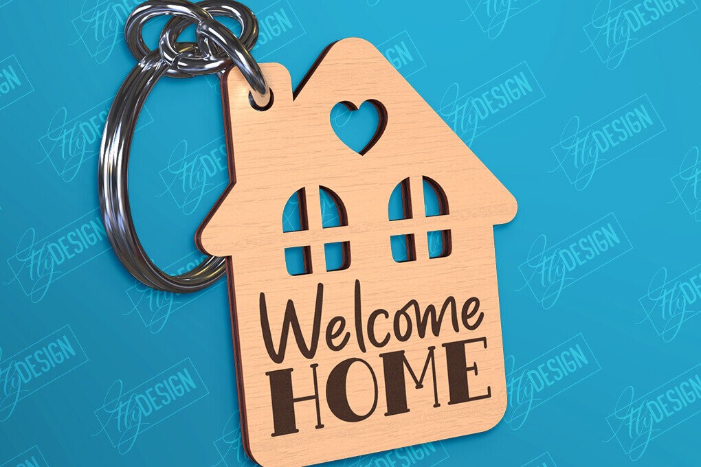 Intra απο ξύλο plywood  Χρώμα wenge 3mm-4mm πάχος - Μπρελόκ πρώτου σπιτιού | Δώρο για τακτοποίηση σπιτιού Δίασταση 4x4 cm INTRAFABR-28454264