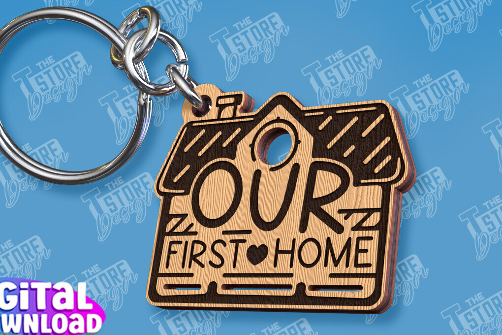 Intra απο ξύλο plywood  Χρώμα wenge 3mm-4mm πάχος - Μπρελόκ πρώτου σπιτιού | Δώρο για τακτοποίηση σπιτιού Δίασταση 4x4 cm INTRAFABR-78168942