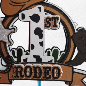 Intra απο ξύλο plywood  Χρώμα wenge 3mm-4mm πάχος - Το πρώτο Rodeo Cowboy Cake Topper Δίασταση 4x4 cm INTRAFABR-23988634